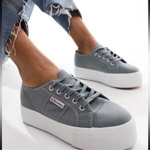 SUPERGA GREY PLATFORM CHUNKY SNEAKER SIZE 39.5 (US 8.5)